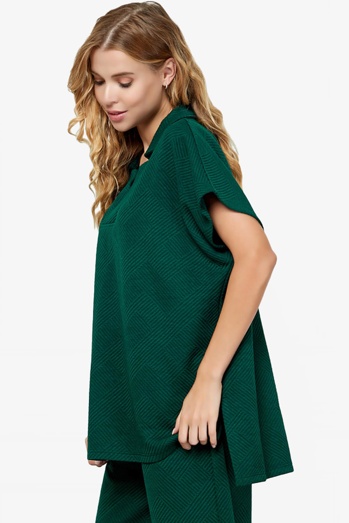 Lassy Short Sleeve Textured Polo Sweatshirt