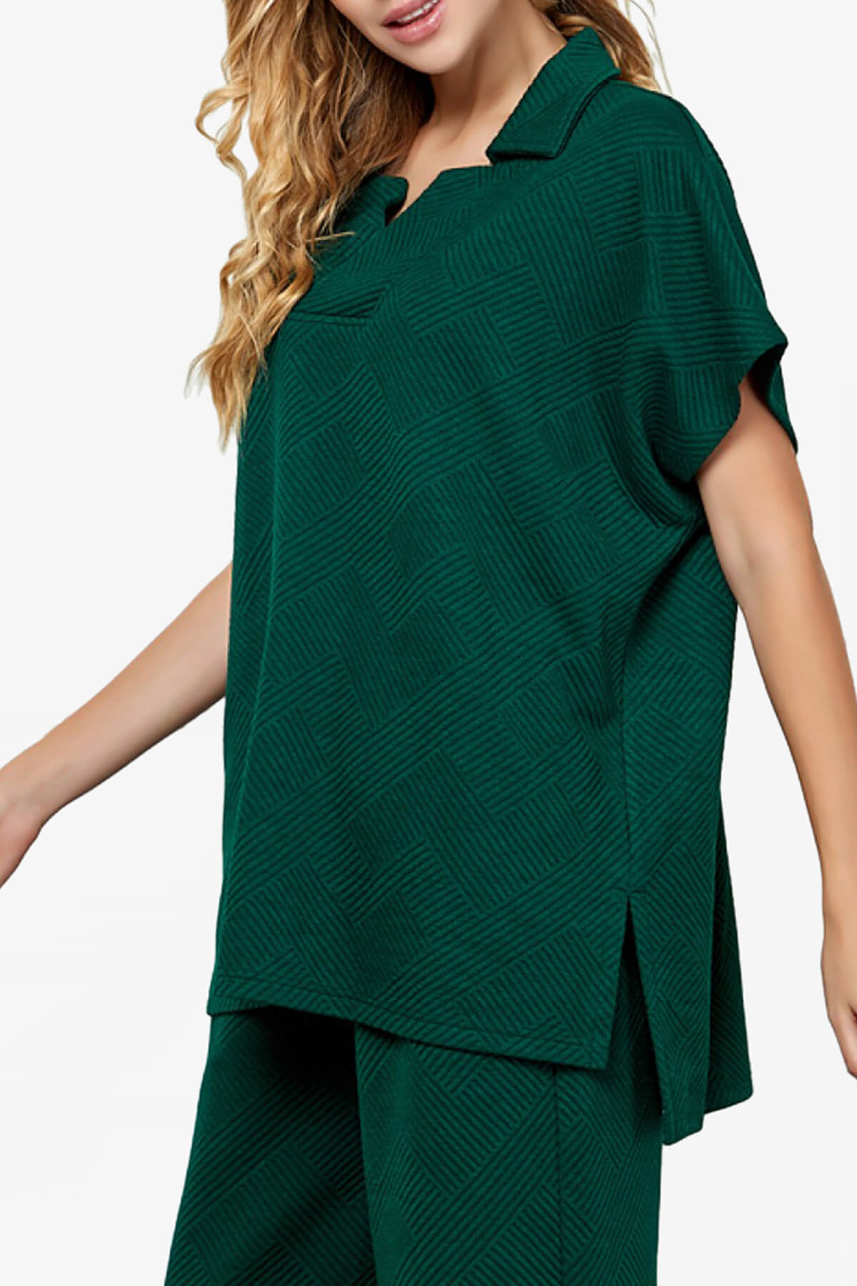Lassy Short Sleeve Textured Polo Sweatshirt