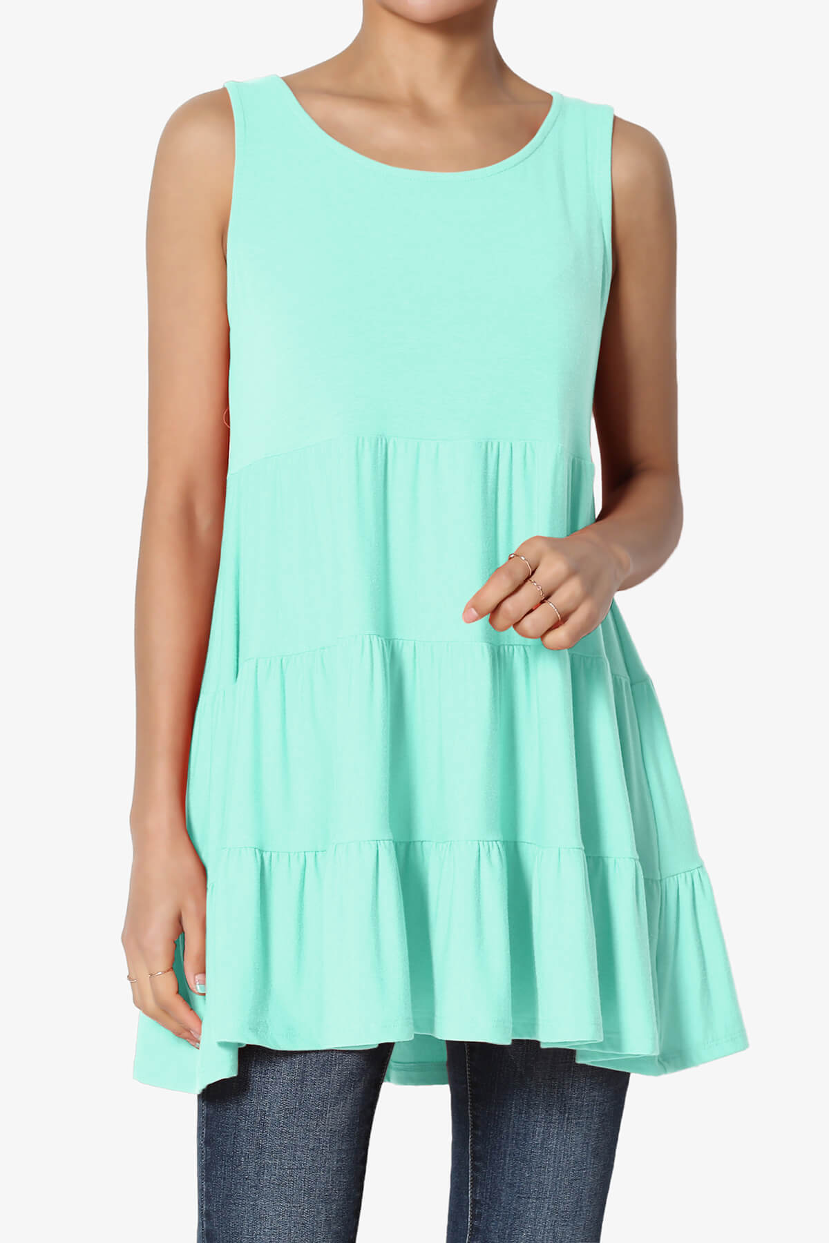 Maiika Sleeveless Tiered Ruffle Top PLUS