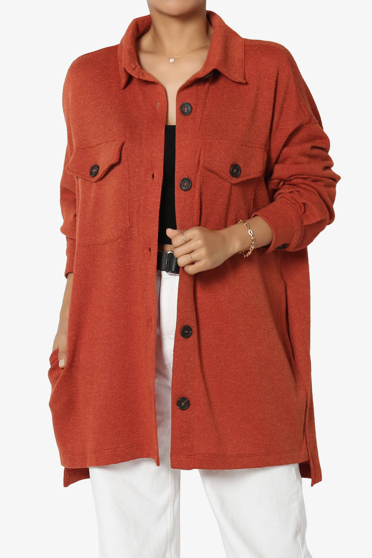 Matryx Jacquard Oversized Shirts Shacket
